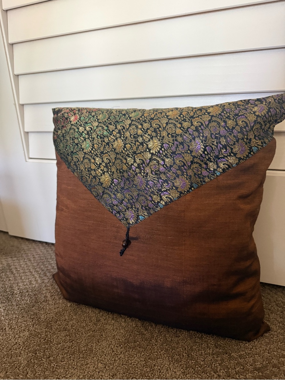 Brown Throw Pillow Thai Asian 16x16